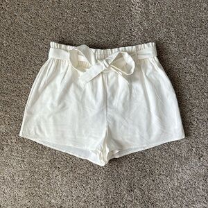 Jemima White Paper Bag Waist Shorts
